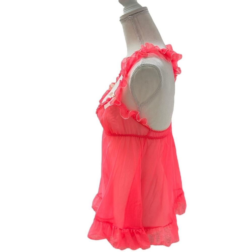Victorias Secret Y2K Pink Ruffle Lingerie Babydoll Slip Top Size Medium Coquette - Picture 4 of 12